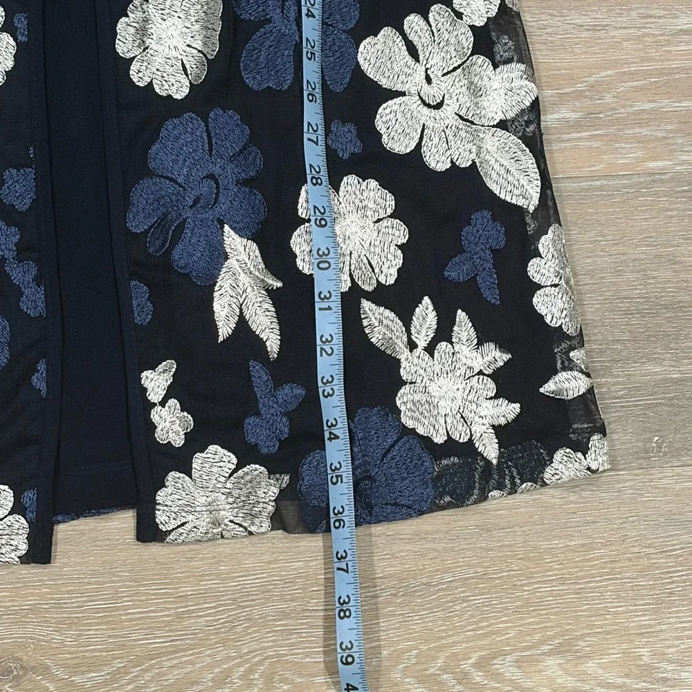 Connected‎ Apparel Navy Blue Floral Embroidered Jacket Dress Set 8P